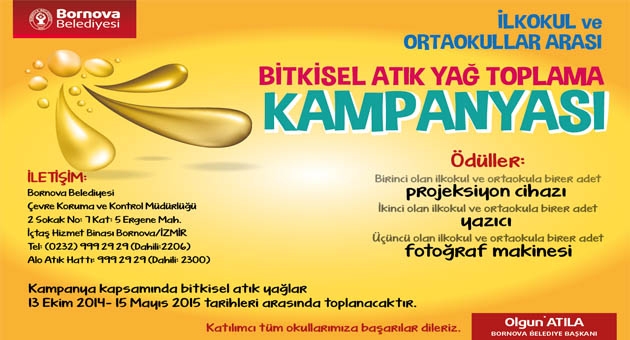 Bornova’da okullar atık yağları toplamak için yarışıyor