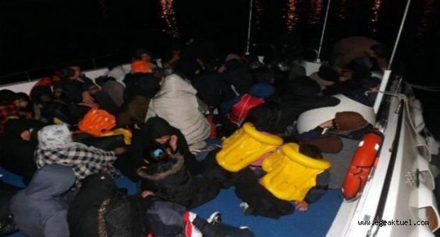 Çeşme'de 97 kaçak göçmen yakalandı