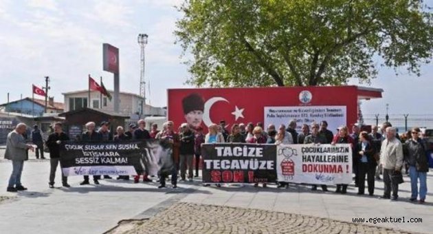 Dikili'de 'Cinsel taciz, tecavüz ve çocuk istismarına son' eylemleri sürdürülüyor