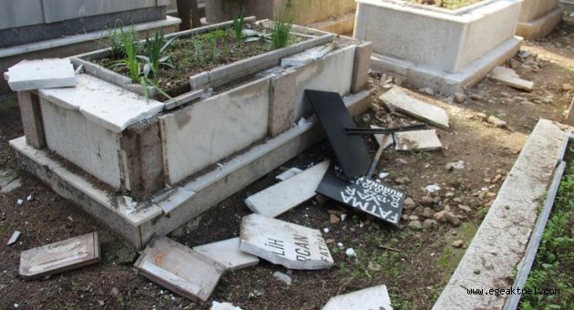 İzmir'de çirkin saldırı: 100 yakın mezarlık tahrip edildi