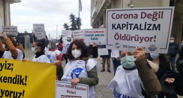 İzmir'de sağlık çalışanları eylemde: Öfkeliyiz çünkü tükendik, çünkü ölüyoruz