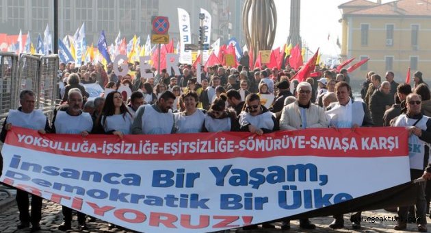 KESK İzmir’de miting düzenledi: Herkese güvenceli iş ve güvenli bir gelecek