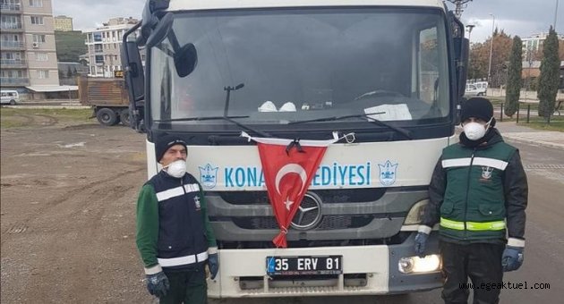 Konaklı işçilerden şehitlere saygı duruşu