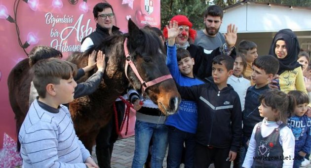 Otizmli çocuklara Midilli atlarıyla terapi