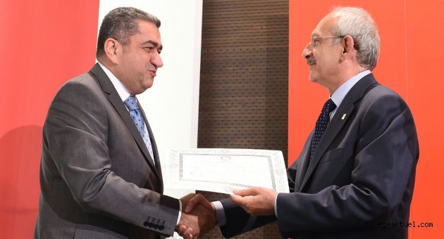 Serter genel başkanına mazbatasını sundu