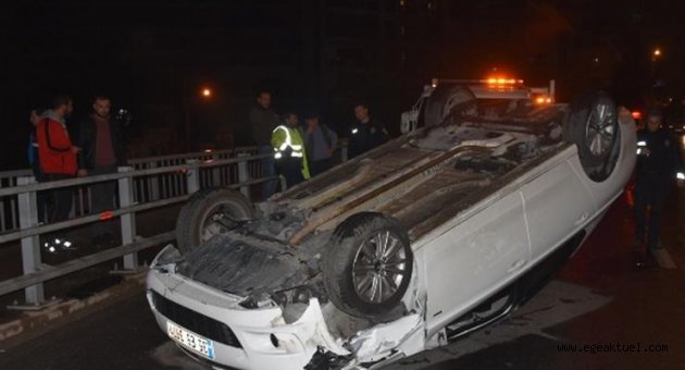 Takla atan otomobil çıkıp, yaya olarak kaçtı