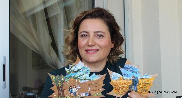 Yaprakları renklendirerek, kişiye özel tasarımlar yapıyor